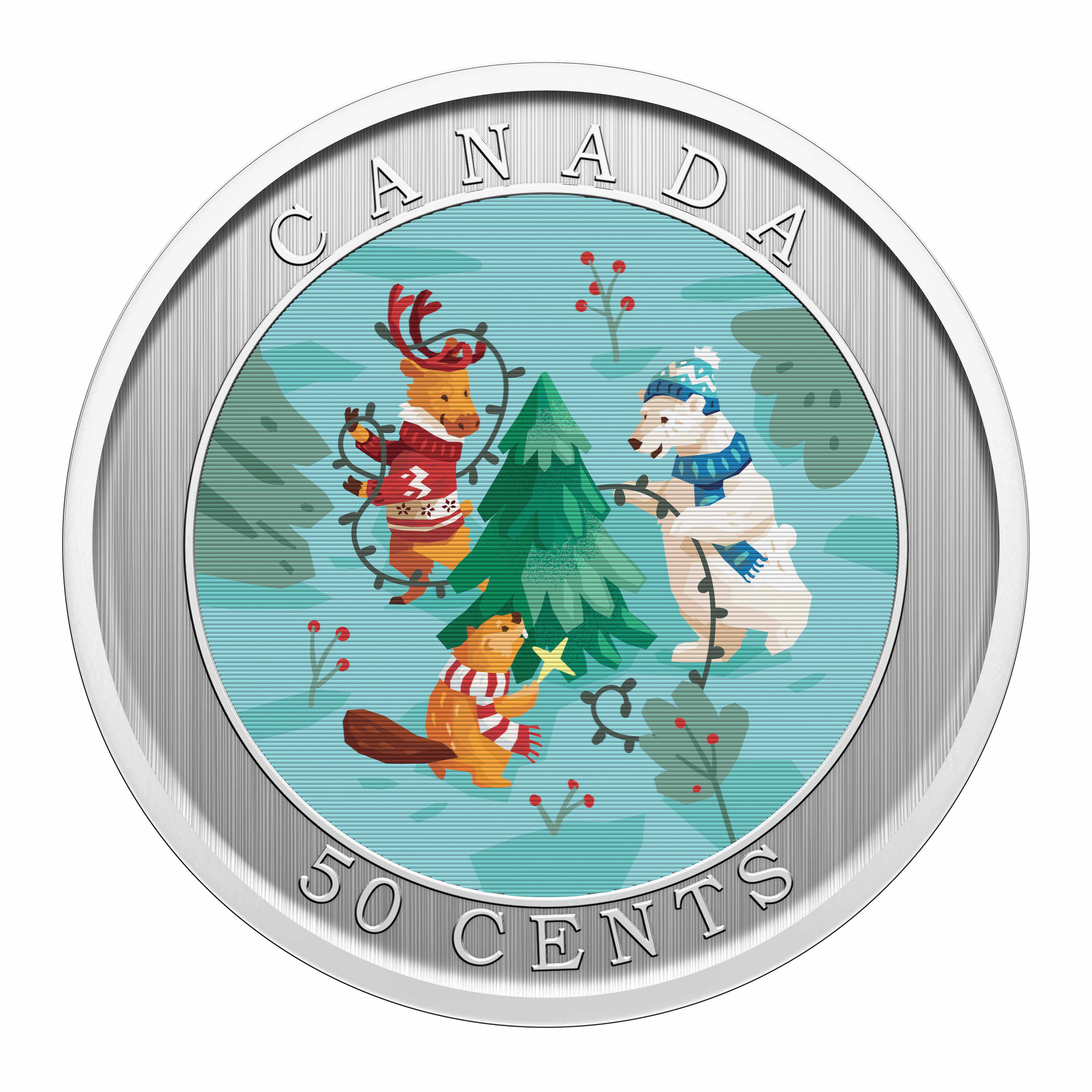 2024 50 Cent Trimming the Holiday Tree Lenticular Coin