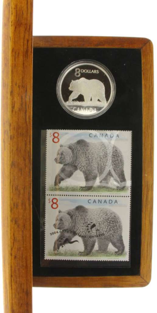 2004 Canada $8 Great Grizzly Bear .9999 Silver Coin Stamp Set RCM
