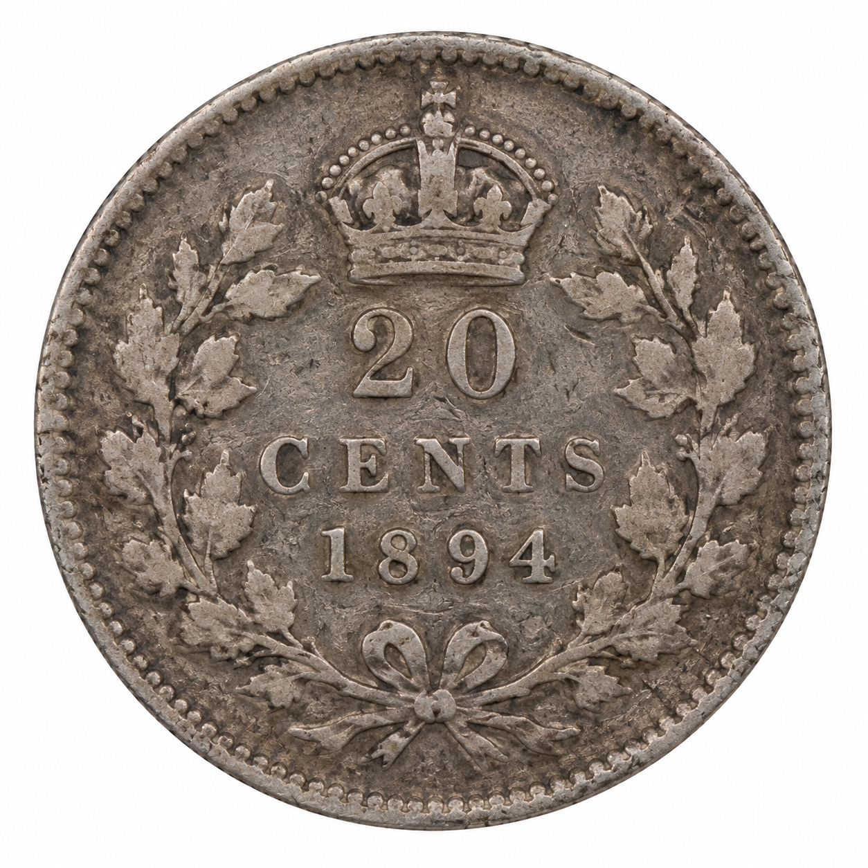 1894 Newfoundland 20 Cents Queen Victoria .925 Silver Canada VG