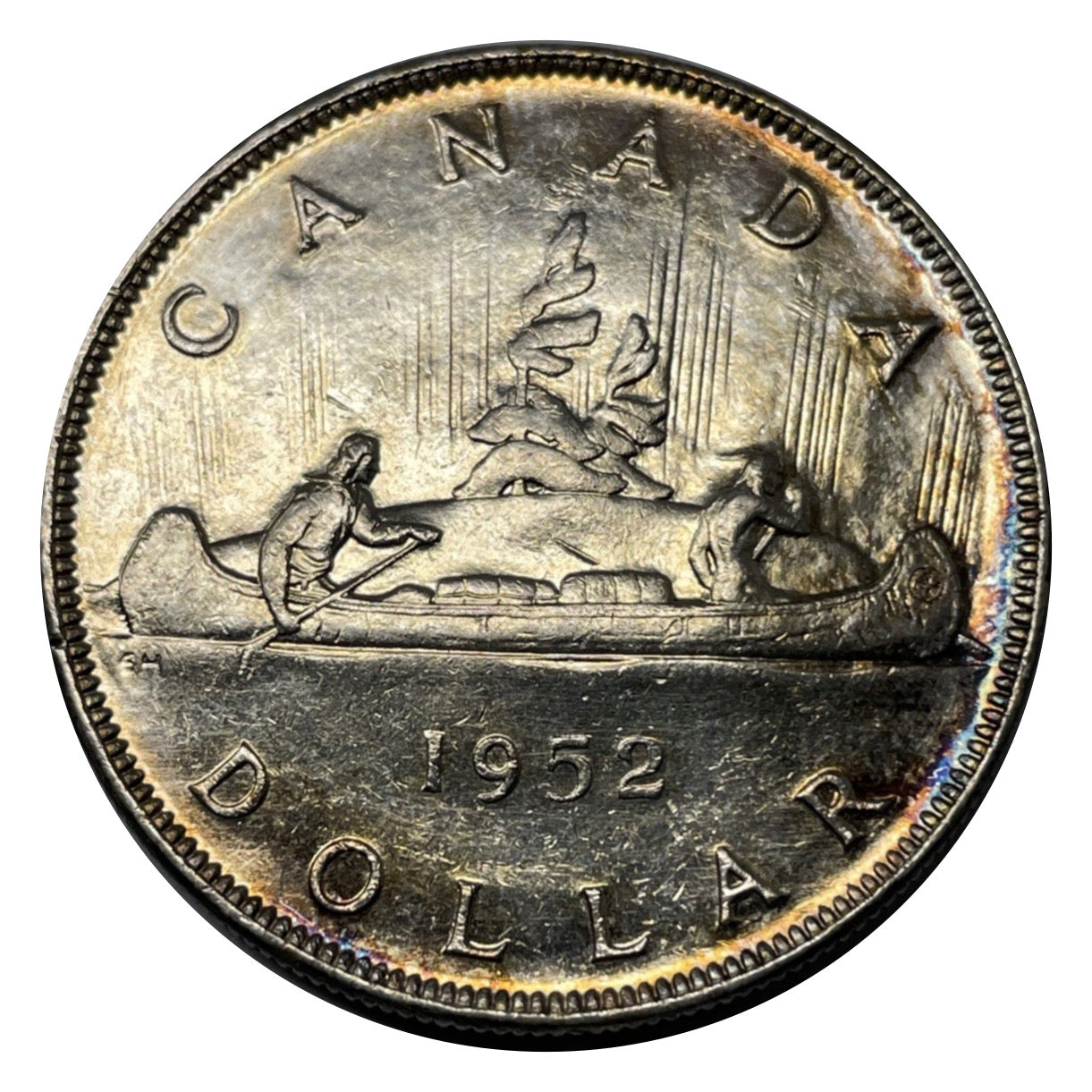 1952 Canadian Silver Dollar Coin No Waterline VF