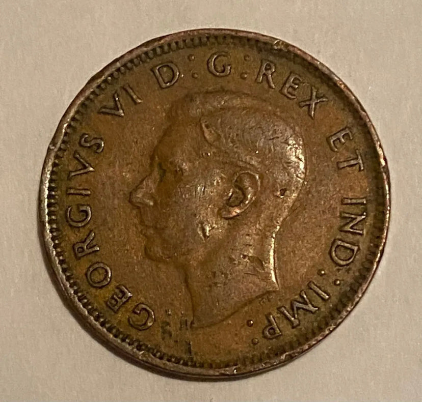 1943 1 Cent Canadian Penny Circulated Very Fine Condition