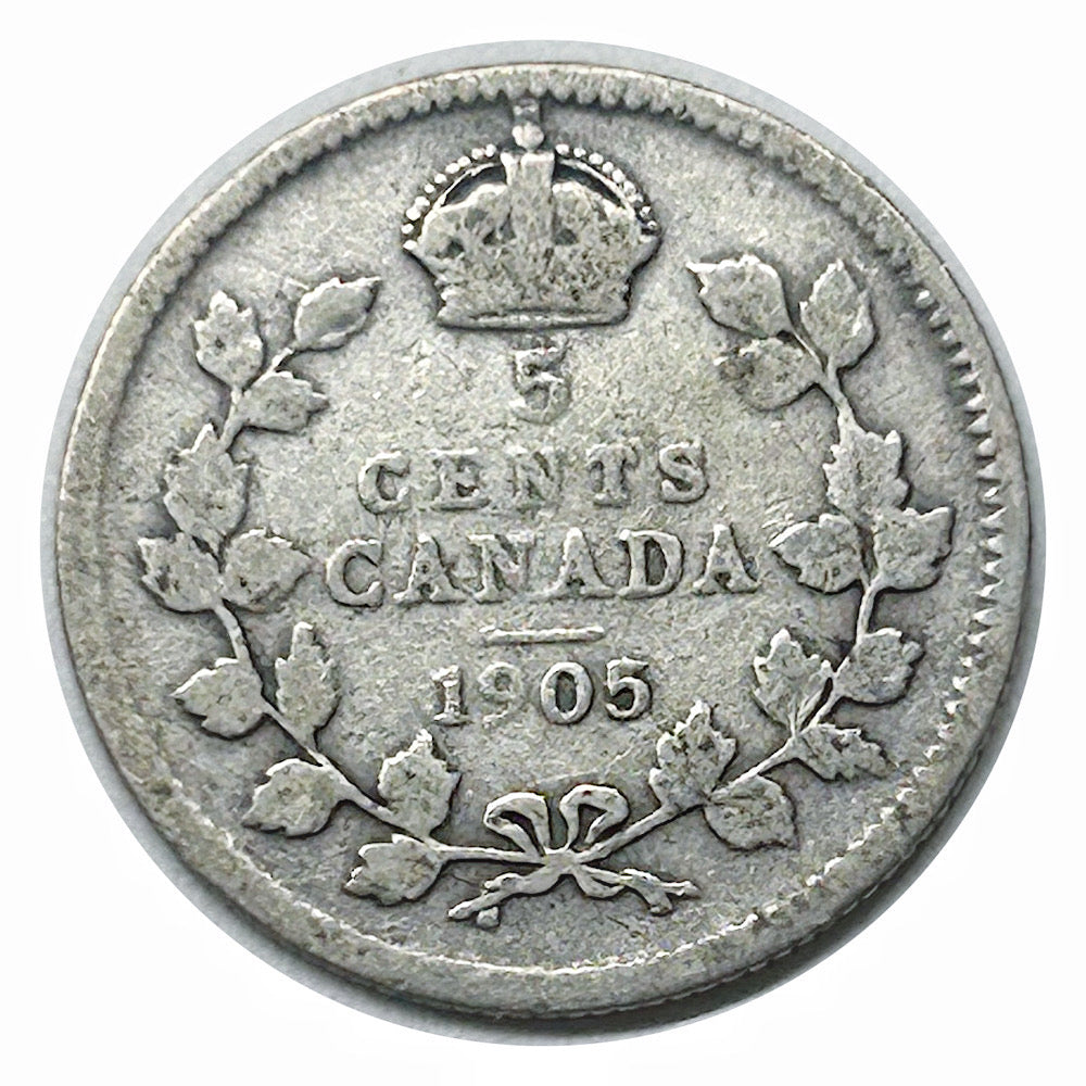 1905 Argent canadien 5 Cents Édouard VII
