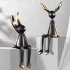Luxury Brass Rabbit Shelf Decor Set – Modern Nordic Sitting Bunny Figurines for Living Room Office & Entryway