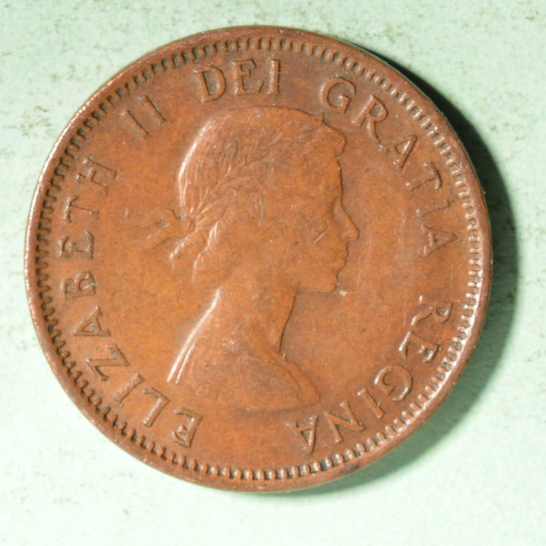 1954 Canada One Cent  Shoulder Fold VF
