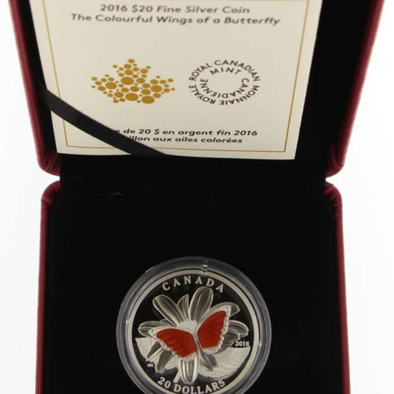 2016 Canada $20 Colourful Wings of a Butterfly Agate Silver Coin