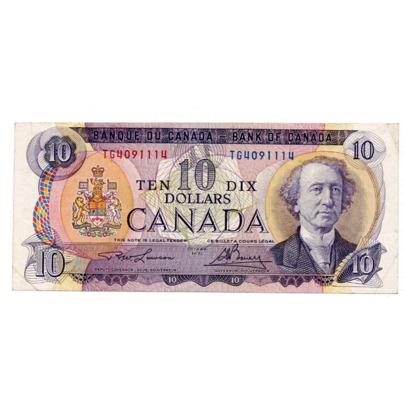 1971 Canada  $10 Multicoloured Note AU