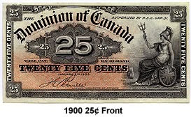 1900 Canada25 Cents Banknote