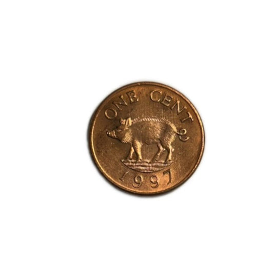 1997 Bermuda One  cent Wild boar Coin UNC