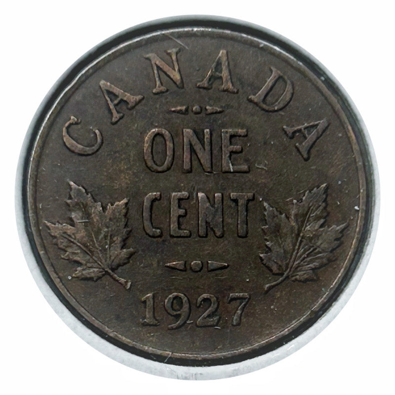 1927 Kanada Kleine 1-Cent-Münze im Umlauf, hohe Qualität, Schlüsseldatum