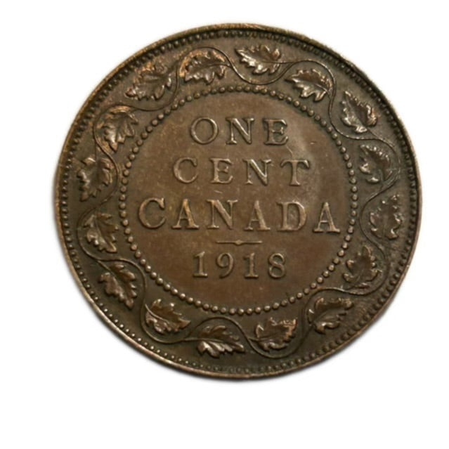 Canada 1 Cent 1911 George V Penny Canadien Pièce de Cuivre VF