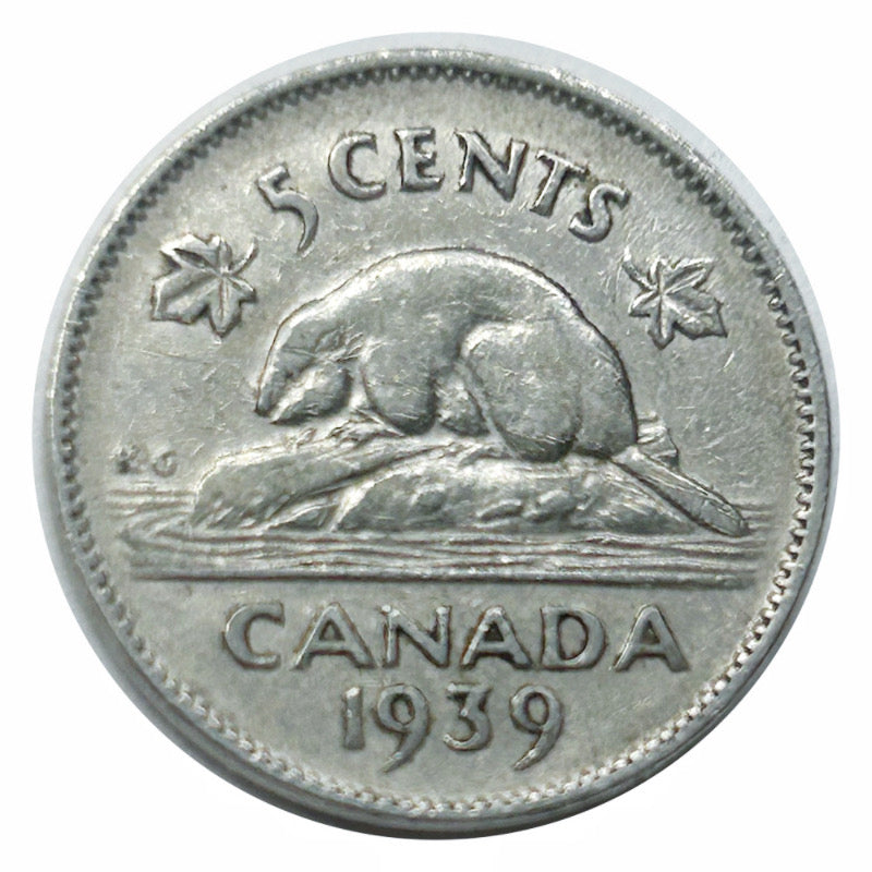 1939 Kanadische 5-Cent-Beaver-Nickel-Münze VF