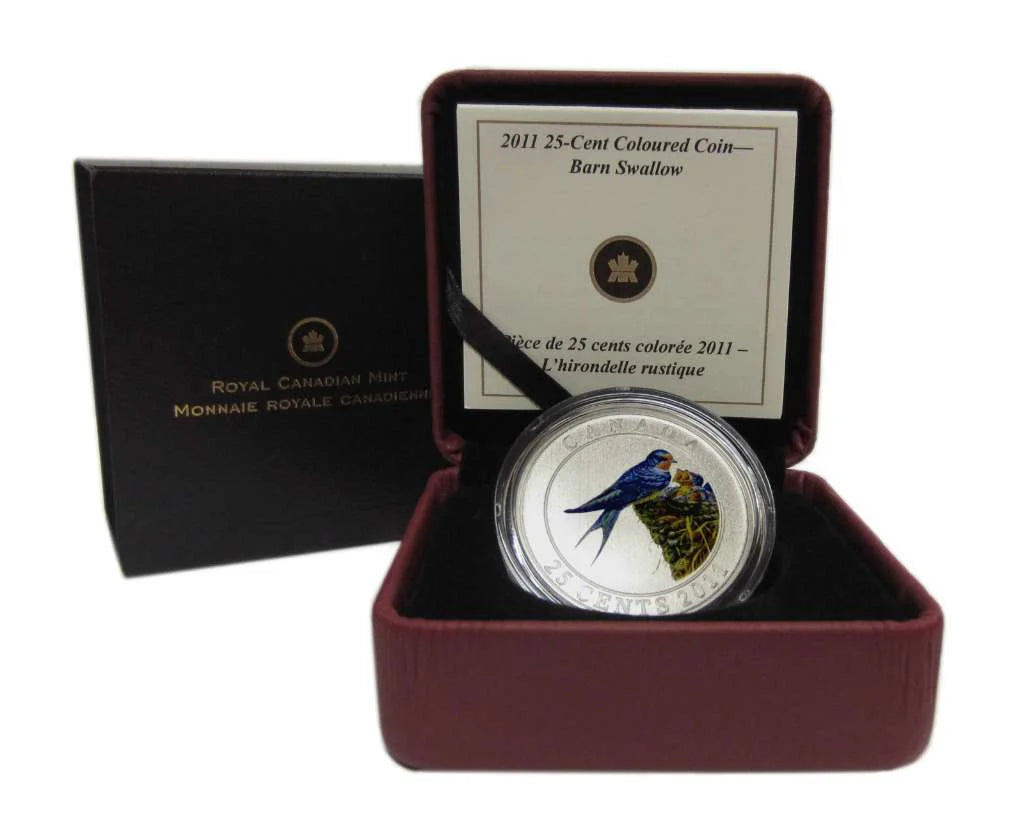 2011 Canada 25 Cents Barn Swallow Birds of Canada Coloured Specimen Coin