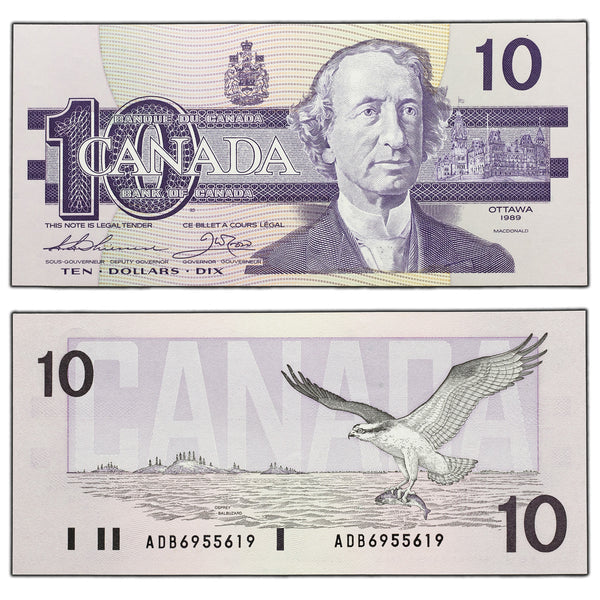 1989 Canada  $10 Bird Note Knight - Thiessen UNC Lot of 10