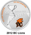 Canada Base Metal 2012 25 Cents Set British Columbia Lions - Football League Coin & Stamp SP