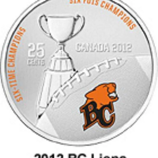 Canada Base Metal 2012 25 Cents Set British Columbia Lions - Football League Coin & Stamp SP
