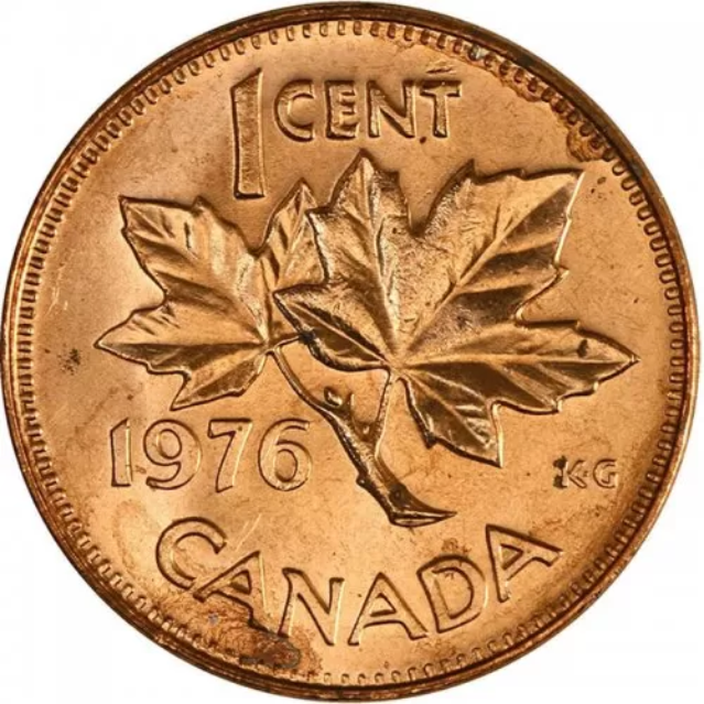 1976  Canada One Cent Copper Penny  BU