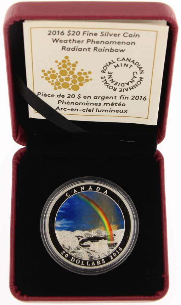 2016 Canada $20 Radiant Rainbow Weather Phenomenon .9999 Silver Proof Coin