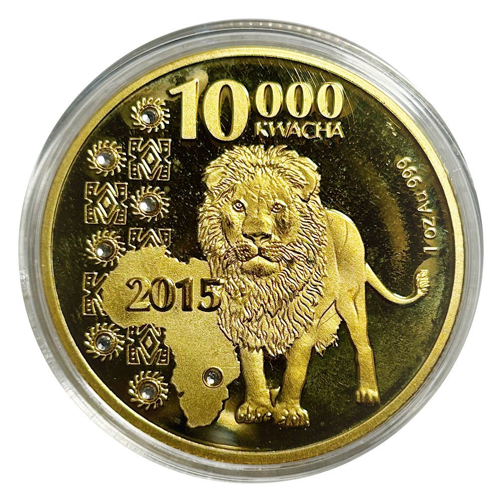 Lucky Copper Coin African Lion in Plastic Capsule