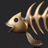 Modern Brass Fish Skeleton Sculpture – Luxury Abstract Coastal Home Decor Statue