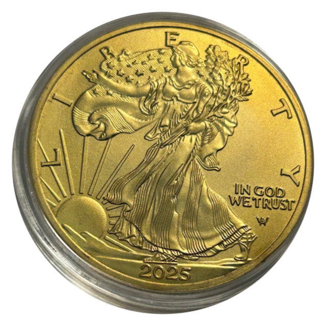 Lucky Copper Coin 2025 Walking Liberty Style  in Plastic Capsule
