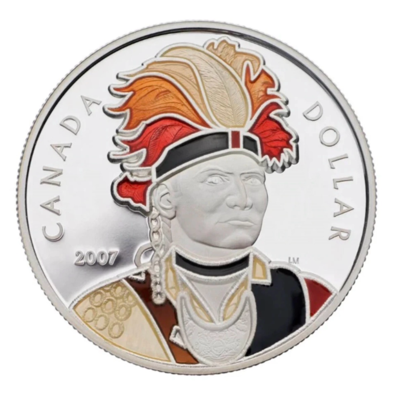 2007 Canada Silver  $1 Thayendanegea Enameled Silver Coin