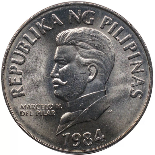 1984 Philippines 50 sentimos coin Eagle attacking  bird animal BU