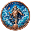 Poseidon God of the Sea 1 oz. 3D High Relief Colourized Pure Copper Round