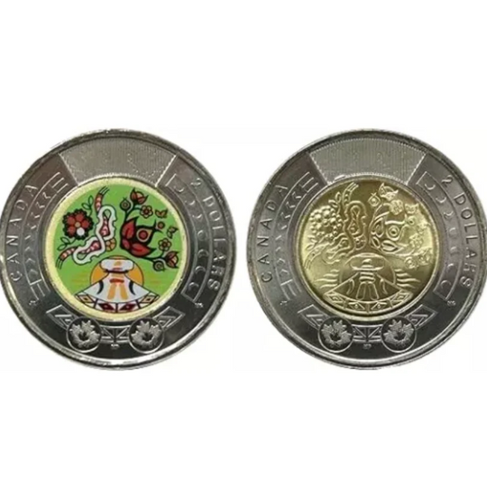 2023 Canada $2 National Indigenous Peoples Day Colorized & Plain Toonie Set!
