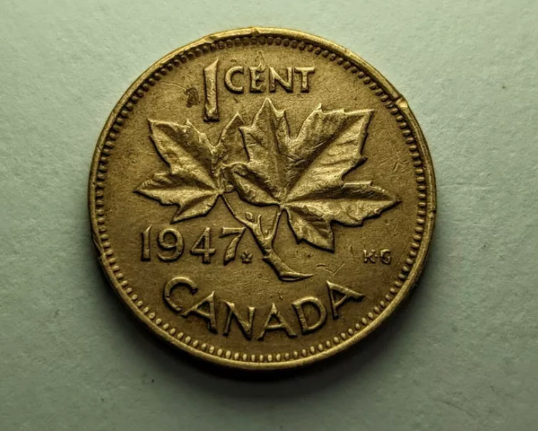 1947 1 Cent Canadian Penny Circulated Very Fine Condition