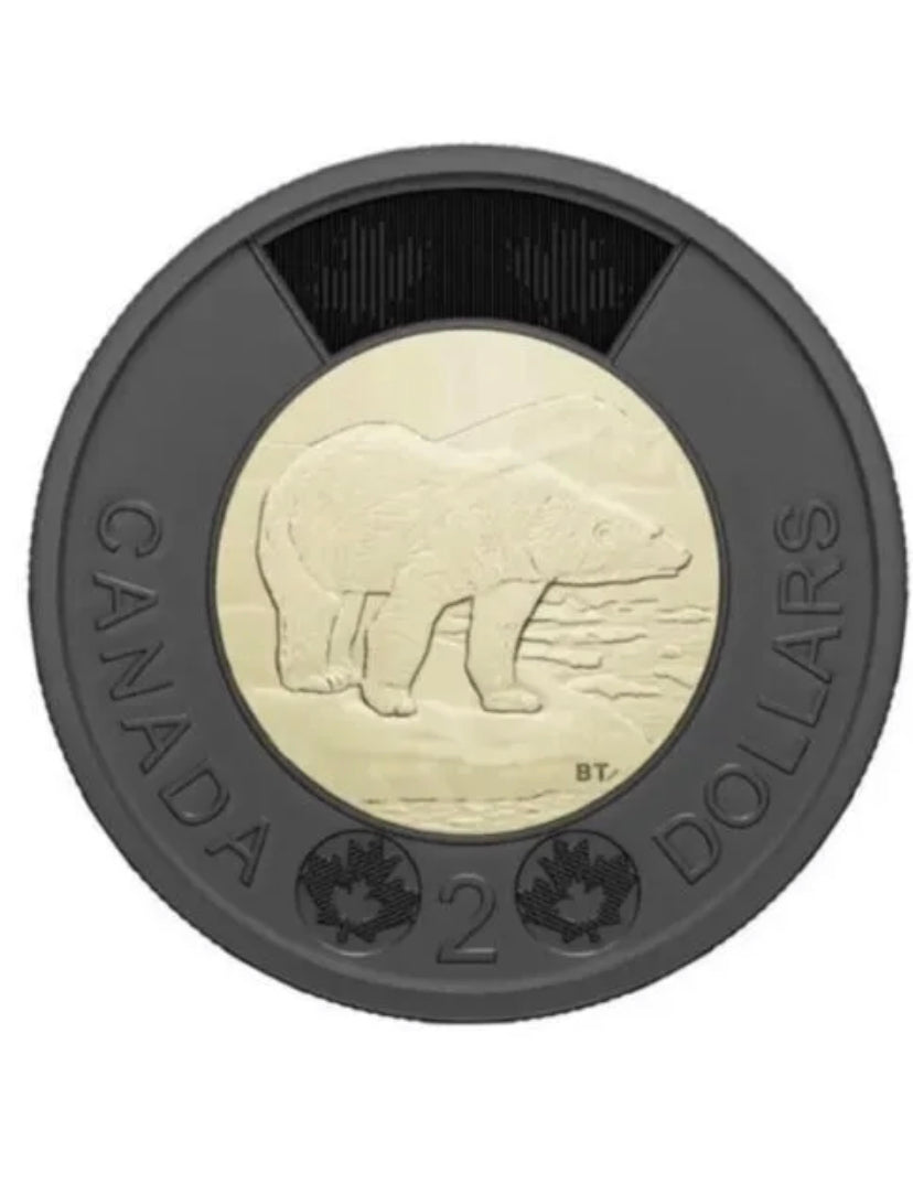 Canada 2022 Black Ring Toonie - In Memory of QEII - BU *