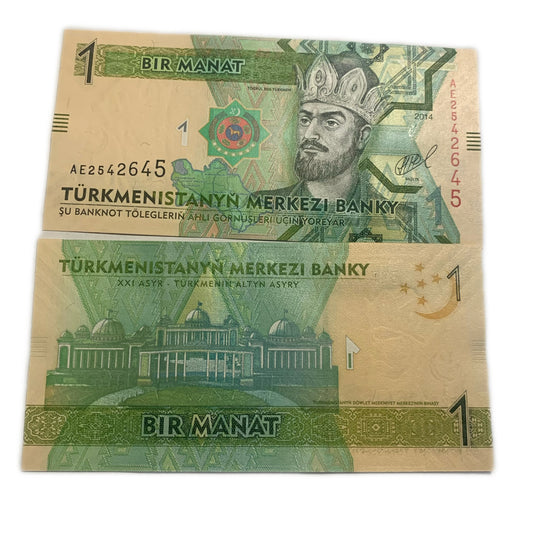 💵 2017 Turkmenistan 1 Manat Banknote World Paper Money UNC