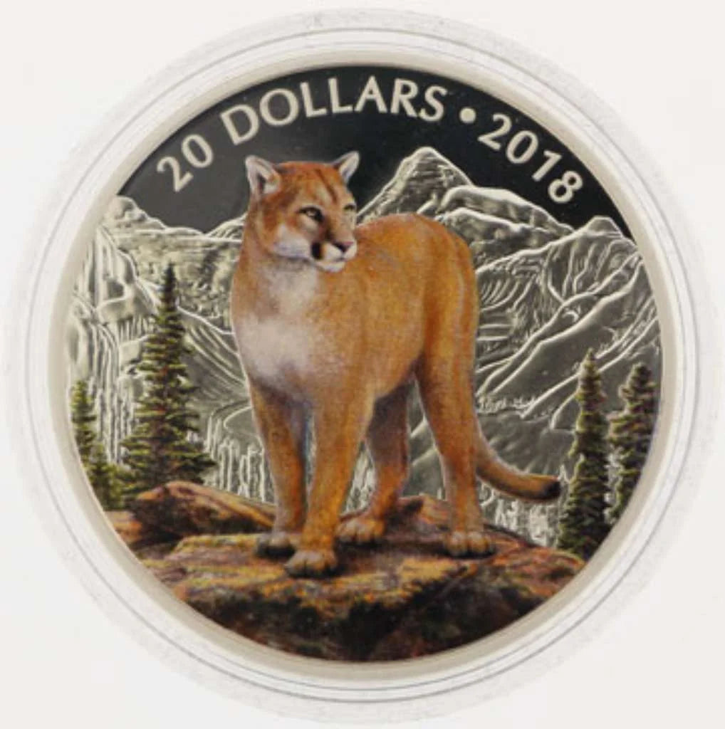 2018 Canada $20 Majestic Wildlife Courageous Cougar .9999 Silver Coin