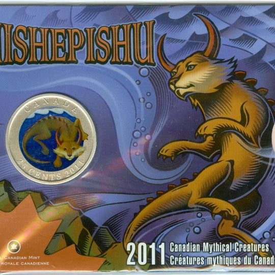 2011 Canada 25 Cents Mishepishu Canadian Mythical Creatures Coloured Coin