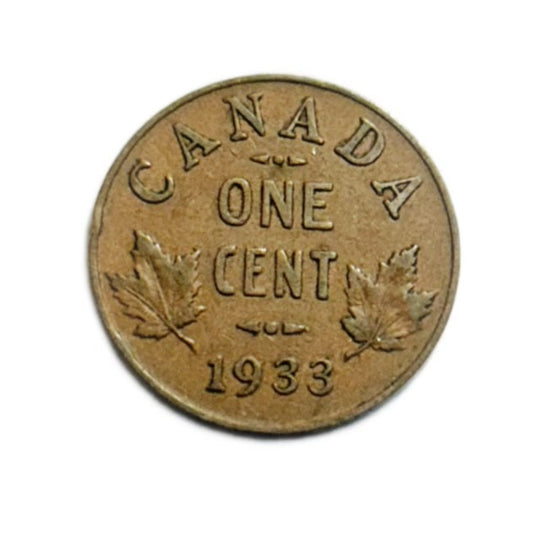 1933 Canada One Cent  Penny Coin VG