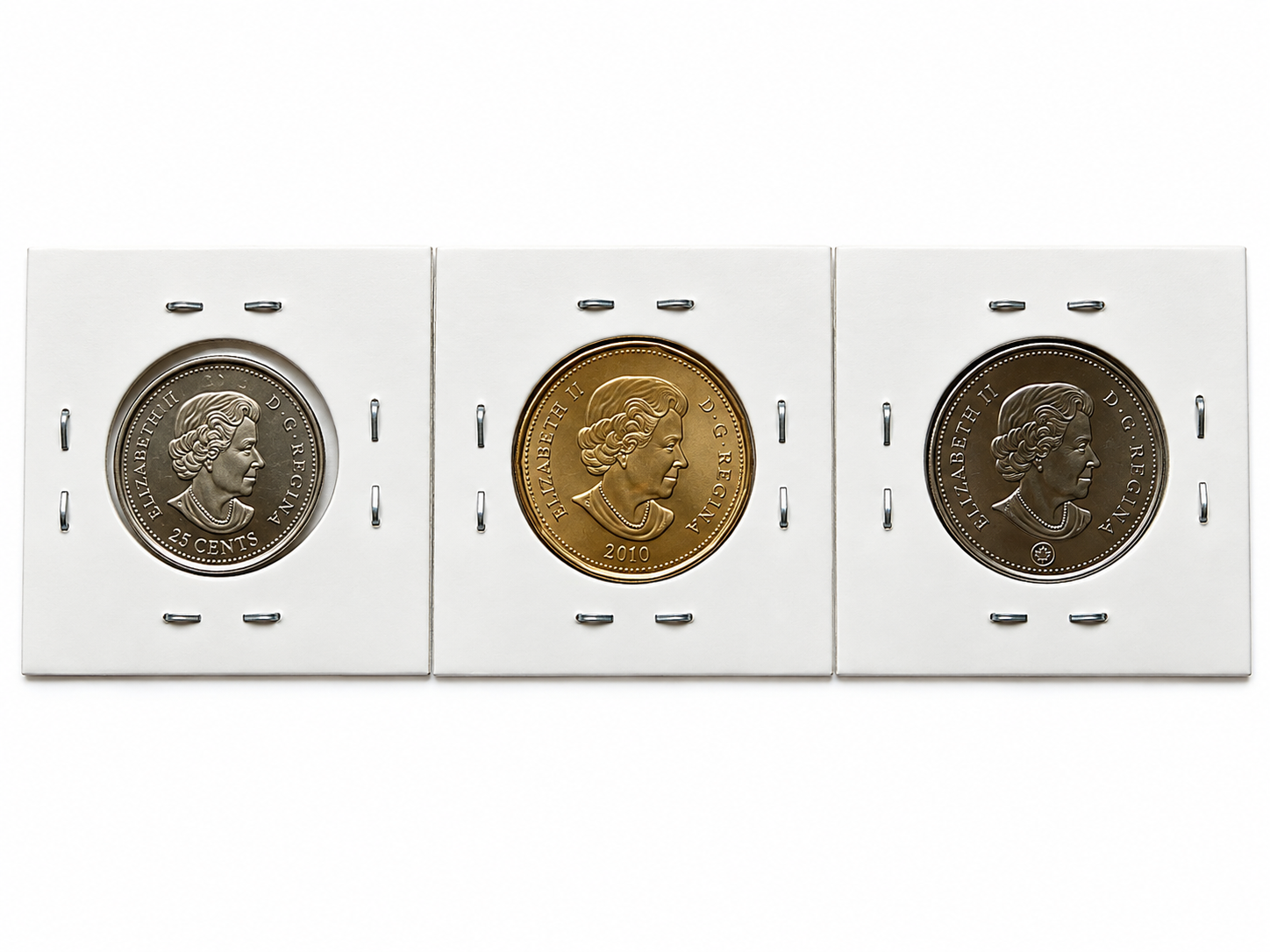 Canadian Heritage Hand Colored  Coin Collection – 3 Coin Set