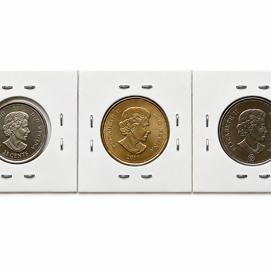 Canadian Heritage Hand Colored  Coin Collection – 3 Coin Set