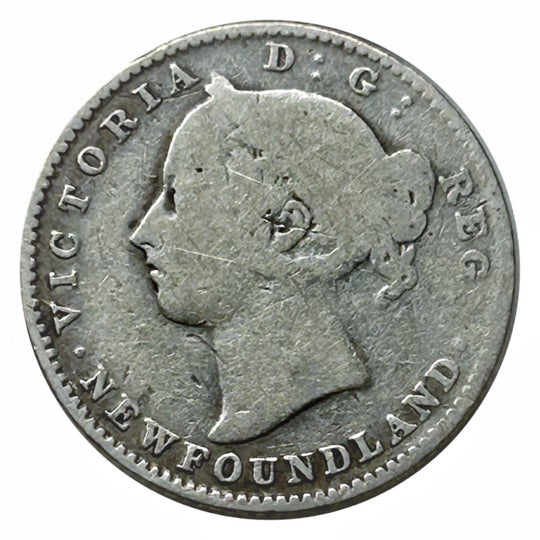 1896 Newfoundland Silver 10 Cents Coin VG