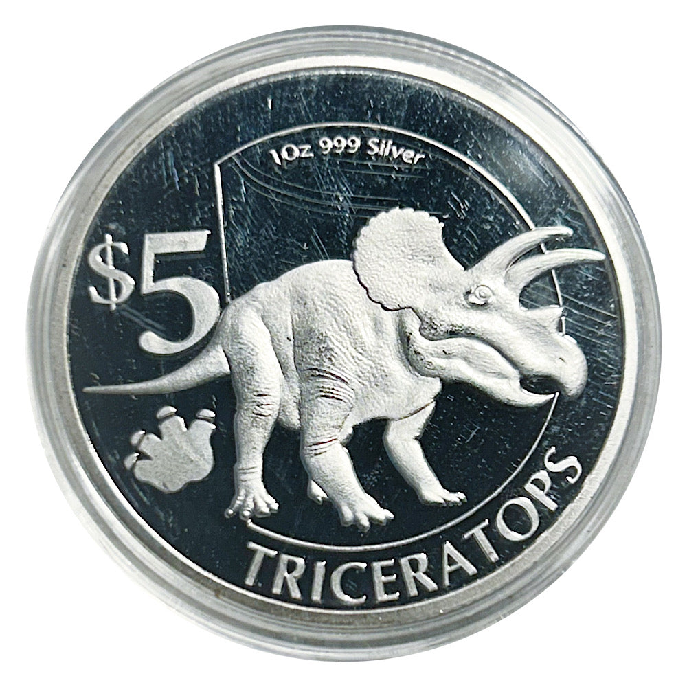 Lucky Coin Triceratops Dinosaur in Plastic Capsule