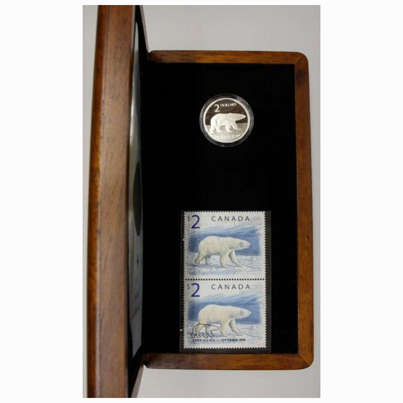 2004 Proud Polar Bear $2 Silver Coin & Stamp Set