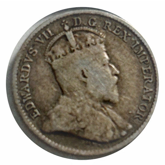 1910 Canadian Silver 5 Cents Edward VII Coin VF