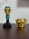 Ancient Guardians Set | Golden Mask & Bronze Totem Sculptures | Unique Collectible Decor