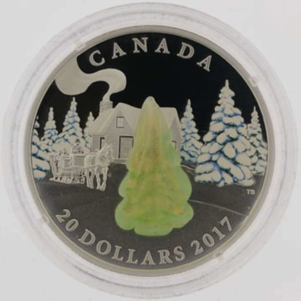 2017 Canada $20 Murano Glass Snow Covered Tree .9999 Silver Proof Coin