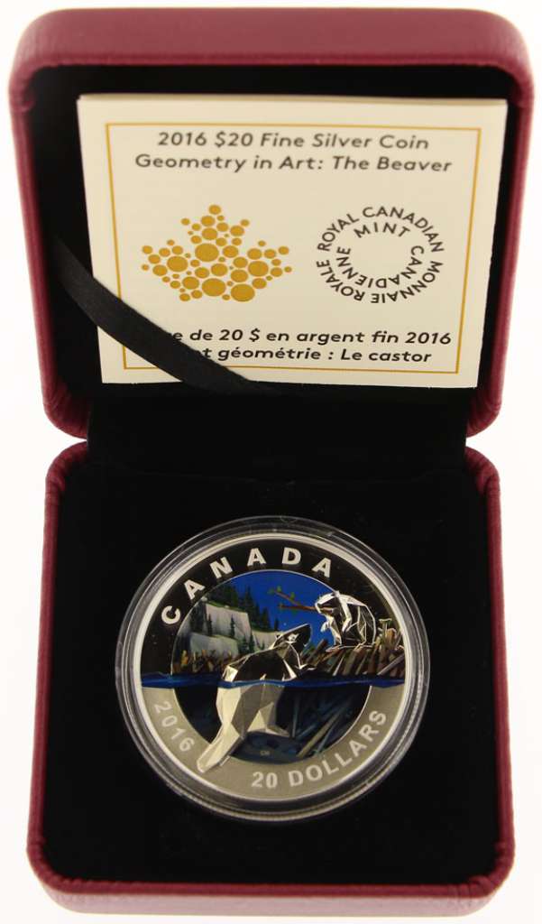 2016 Canada $20 Geometry in Art Beaver .9999 Silver Proof Coin