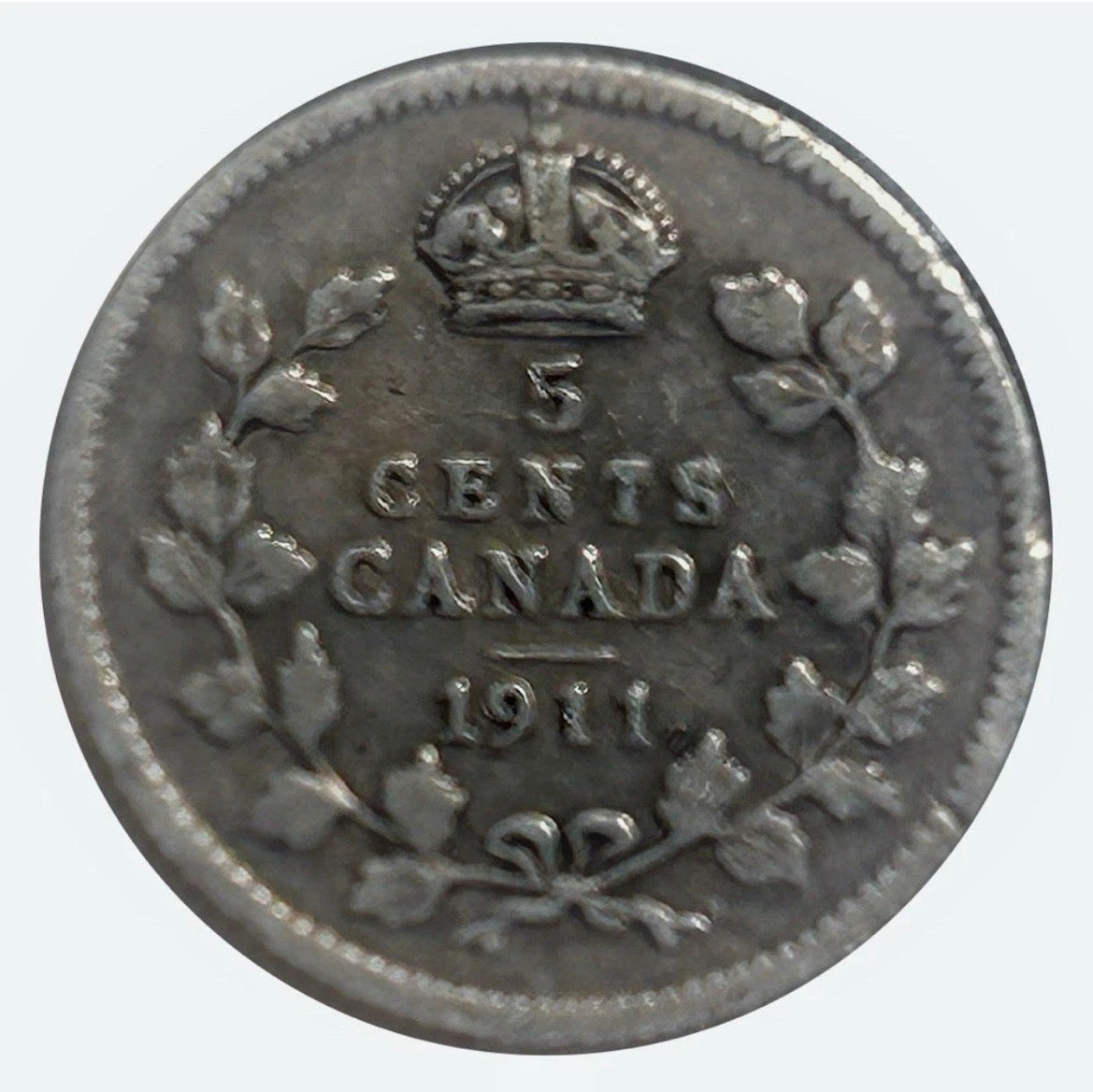 1911 Kanada Silber kleine 5-Cent-Münze – VG/F