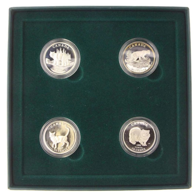 1999 Cats of Canada 4-Coin Sterling Silver Set