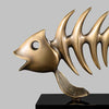 Modern Brass Fish Skeleton Sculpture – Luxury Abstract Coastal Home Decor Statue