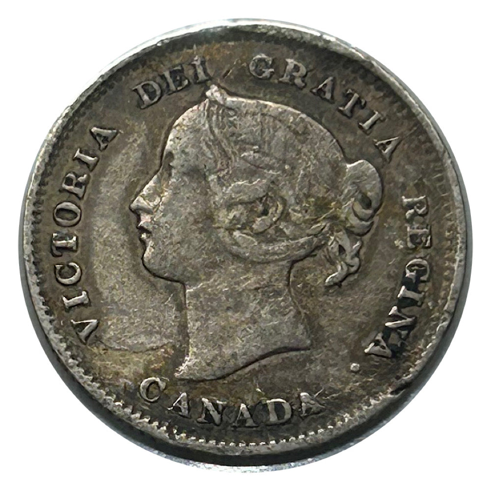 1896 Canada Five Cents Silver Queen Victoria Coin VF