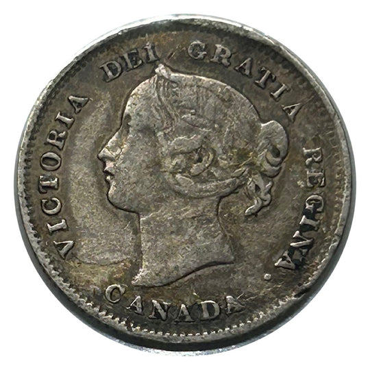 1896 Canada Five Cents Silver Queen Victoria Coin VF