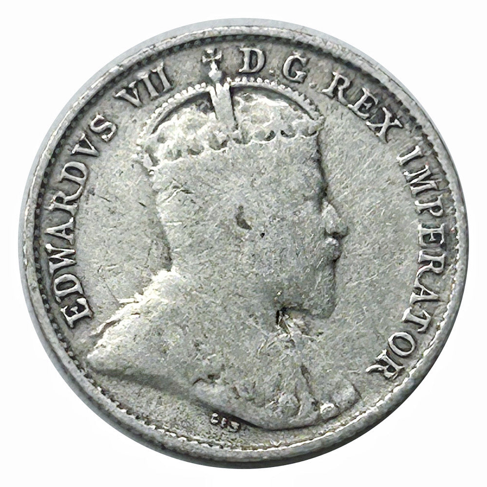 1906 Canadian Silver 5 Cents Edward VII Coin VG