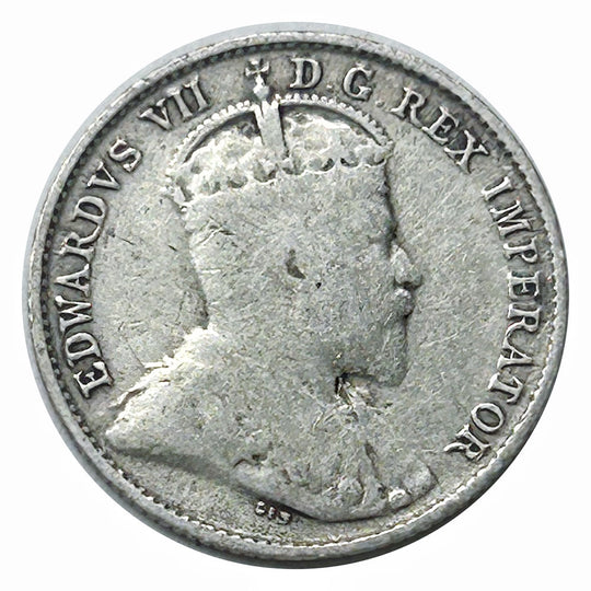 1906 Canadian Silver 5 Cents Edward VII Coin VG